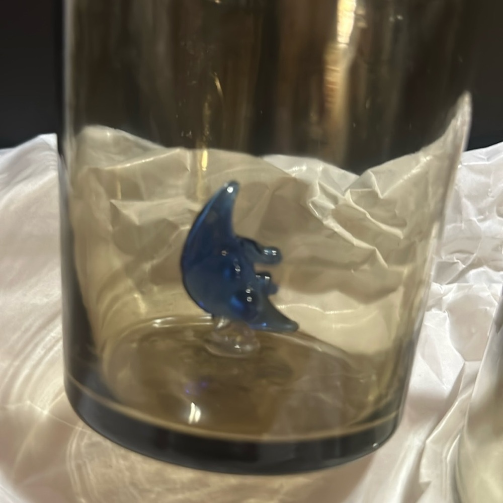 Crescent Blue Moon Star Glass Tumbler Smokey Grey Clear Glass cup set - Picture 6 of 13